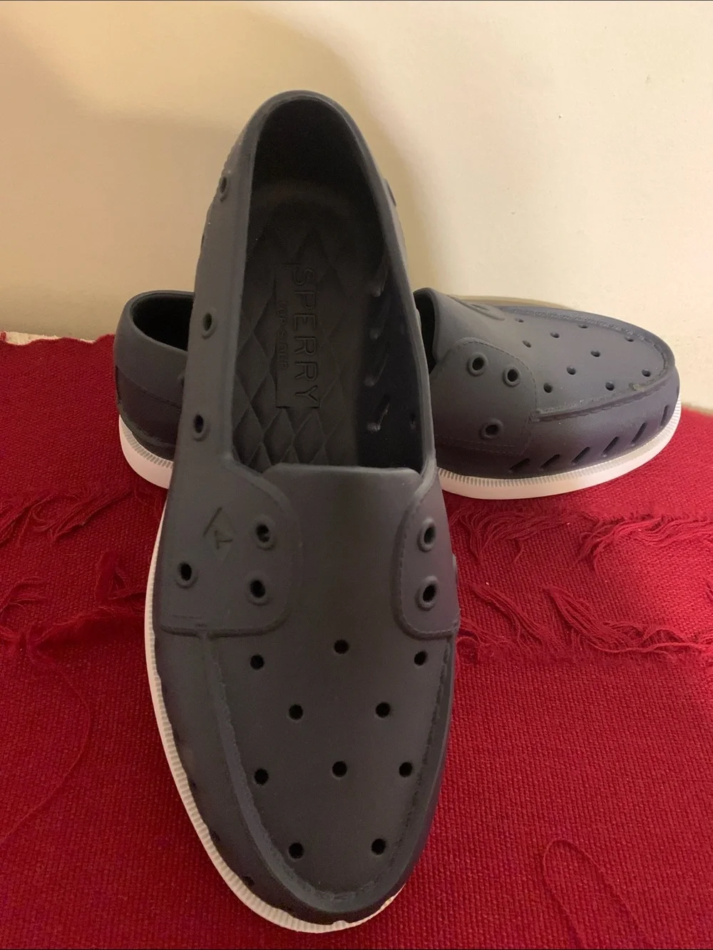 Sperry Men's navy blue Slip-On Perforated Boat Shoes